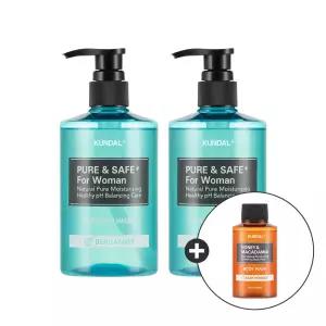 쿤달 퓨어 앤 세이프 여성청결제 300ml 베르가못향 2구+바디워시 100ml 1구