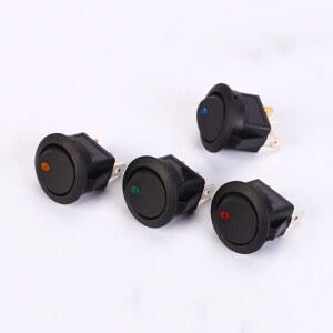 자동차 트럭용 원형 토글 스위치, 컬러 LED ON OFF 단추, 조명 3 핀, 12 V 20A, 12 볼트 DC 스위치,