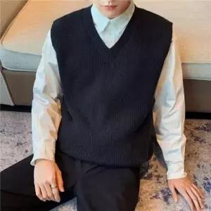 [mlpyMn66]클래식 무드 남성니트조끼 데이트코디