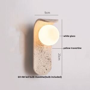 호환 IWHD 흰색 유리 LED 벽 램프 Sconce 침대 옆 로비 북유럽 노란색 동굴 돌 에이 티브 계단 전등 Lampar