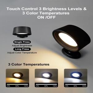 호환 Led 벽 램프 터치 컨트롤 원격 360 회전식 USB 충전 침실 독서 대 한 무선 밤 빛