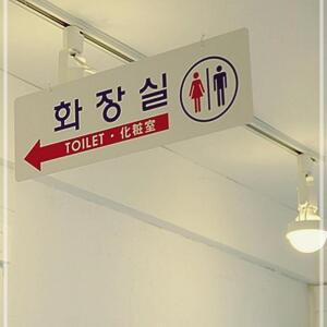 천정걸이 부착고리포함 낚시줄 표시판 안내판 남녀화장실 화장실표시 토일렛 양면사용