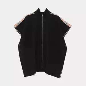 버버리키즈 26FW 체크 라인 집업 메리노 울 여아 케이프 8129887