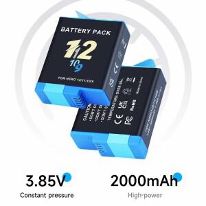 호환 GoPro Hero용 배터리 12 9 모션 카메라 충전식 액세서리 2000mAh 고속 박스