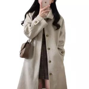 키작녀 롱 롱코트 겨울 길이 자켓 캐주얼 여성 코트 루즈핏 오버핏 모직 아우터 여자