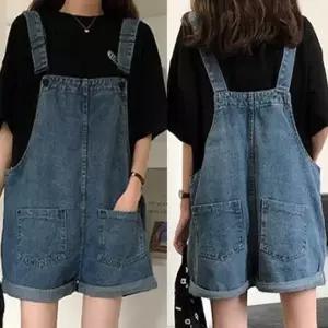여자 학생 편한 데일리룩 패션 루즈핏 멜빵 반바지