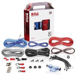 BOSS 오디오 시스템 KIT2 8 게이지 완전 차량 증폭기 설치 배선 키트(전원 케이블, 접지 케이블, 전원 켜기 와이어, 스피커 와이어, 단자 포함)
