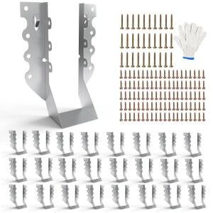 나사가 달린 25pcs 2x6 조이스트 행거, 목재 기둥용 20게이지 아연 도금 페이스 마운트 조이스트 행거, 허리케인 서까래 타이 클립, 바닥 데크 및 천장 트러스용 2x6 브래킷, 목재 빔 커넥터