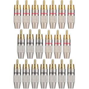 Elechood 20Pack RCA 남성 플러그 솔더 스피커 와이어 월 플레이트 홈 시어터 오디오 비디오 수신기 증폭기 및 사운드 시스템용 골드 케이블 어댑터 커넥터