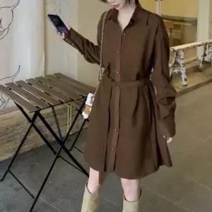 단추원피스 하객룩원피스 귀여운 하객룩 하객원피스 가을원피스 브라운 포근한