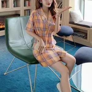 원피스 발랄한 더블버튼 체크