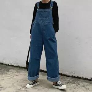 [하프클럽/]오버롤 팬츠 데님 와이드 멜빵바지 여성 데일리룩