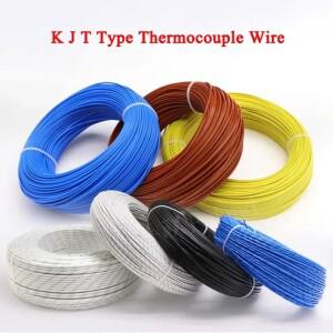 호환 KJ T 유형 열전대 와이어 2 코어 PTFE 절연체 차폐 라인 GlassFiber 고온 측정 보상 케이블