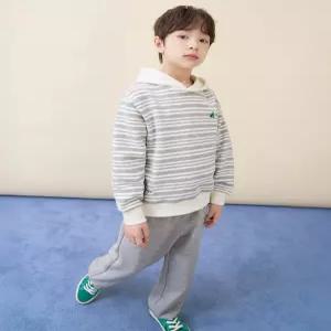 빈폴 키즈 BI6141U123 아동 셔츠 유아 스트라이프 후드 스웨트 상하세트 그레