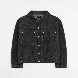 토피 T6S-SDTJK05BK 여성 트러커자켓 청 스트라이프 데님 트러커 자켓 VINTAGE BLA