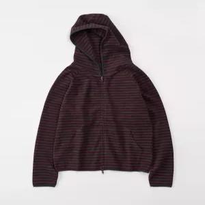 토피 T5F-SFHZU23BC 남성 플리스 기모플리스 스트라이프 후드 집업 BURGUNDY CHARCO