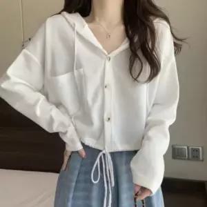친절한탄씨 후드 가디건 여성 크롭 긴팔 후드티 데일리 스트링 집업 여자아우터 캐주얼가디건