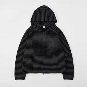 토피 T5F-SFHZU23CB 남성 플리스 기모플리스 스트라이프 후드 집업 CHARCOAL BLACK