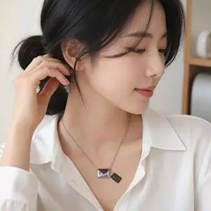 써지컬 스틸 커플 목걸이 이니셜 펜던트 기념일 선물용 남자 여자 주얼리-WFPE8YI