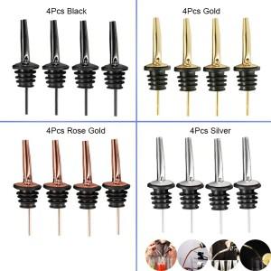 4Pcs 블랙/로즈 골드/실버 주류 Pourers  알코올 용 스테인레스 스틸 병 바 액세서리 Spouts