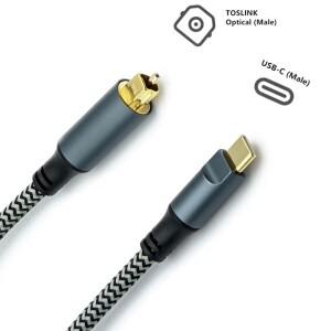 꼬아진 USB C-광 오디오 케이블 3피트 C-토슬링크 광 커넥터 포함) TV/사운드바 소니 호환호환 PS5용