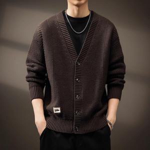 원픽 남성 빈티지 브이넥 카디건 스웨터 가을 니트 캐주얼