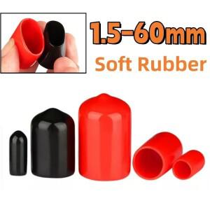 1.5-60mm 소프트 고무 캡 슬리브 / 블랙 레드 PVC 나사 보호 엔드 - 볼트 및 파이프용 실링 플매트 카펫 러