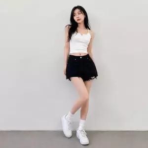 [라일리여성의류] Rly 3컬러 하이웨스트 빈티지 찢청 핫팬츠 데님 숏팬
