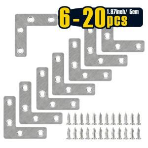 6-20pcs 2인치 실버 스테인레스  L 플랫 모양 브레이스 코너 브래킷 50mm 장식 수선 플레이트
