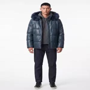 [벨 마르슈]  [최초가 641,600원]Mens Lamb Nappa Leather Fox Fur Goose Down Jacket