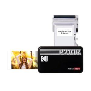 KODAK MINI 2 레트로 4PASS 휴대용 포토 프린터(2.1X3.4 인치) + 8 장 검정