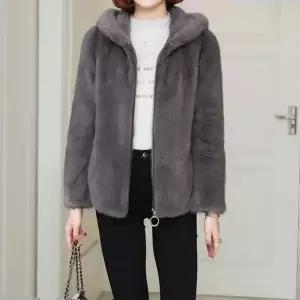 코트 모던 데일리 여자 폴라 플리스 후드 퍼 자켓