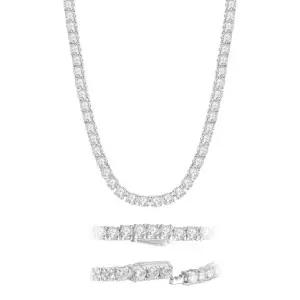 테니스 목걸이 화이트 골드 22인치 남성용 선물 실버 9CM 14 35 925 스털링 3MM 14INMEF