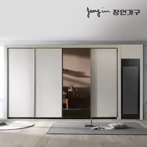 장인가구 단테 슬림 미러 스타일러 슬라이딩 붙박이장 30cm