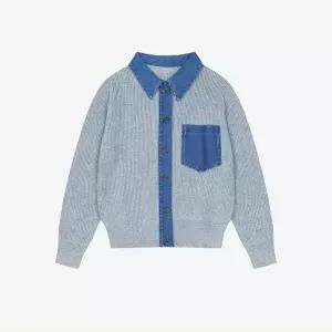 [하프클럽/]  25겨울  데님 배색 버튼 가디건X7971GY
