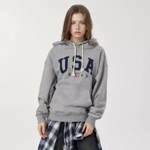 후아유 USA Logo Hoodie(Brushed) / WHMHF4T91U