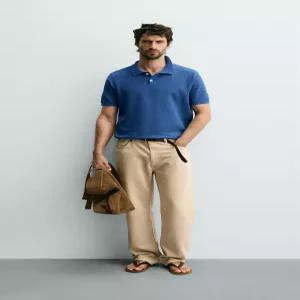 ZARA 레귤러 핏 스트럭처 니트 폴로셔츠 - 블루 2632/420/420