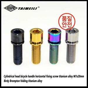 원통형 헤드 자전거 핸들 가로 고정 나사 2pcs/4pcs/티타늄 합금 M7x20mm Birdy Brompton 접이식 티타늄
