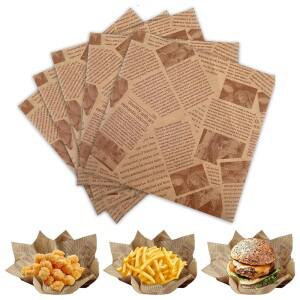음식 바구니 라이너에 대 한 50Pcs 델리 왁스 종이 시트 오래 된 신문  빵 버거 포장에 프린팅 그리스