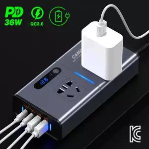 카모아 스마트 프로 차량용 인버터 200W 12V 220V PD36W QC3.0 시거잭 소켓 초고속 충전기 변압기 USB 충전기 노트북