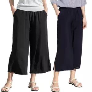 우일 여성 여름 아이스 인견 쿨 8부 와이드 통바지 팬츠