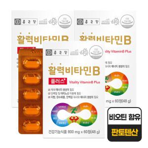 종근당 활력비타민 B플러스 60정 3박스 6개월분 약국 구내염B6 비오틴 판토텐산 함유