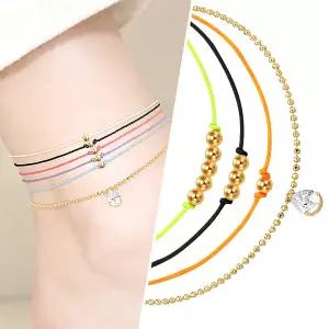[골드피아] 14K 3mm 골든볼 실발찌 + 큐빅 발찌