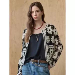 [하프클럽/마쟈]플라워 크로셰 라운드넥 니트 가디건