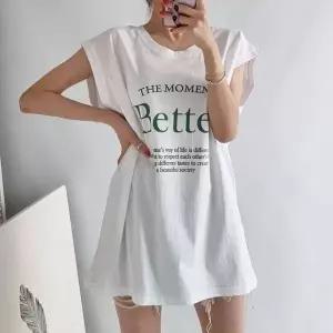 [하프클럽/]베러레터링 라운드박스 롱나시티셔츠 여름데일리 빅사이즈 루