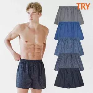 TRY 남자 순면 트렁크 팬티 5종세트 편한 밴딩 팬티 TMT06