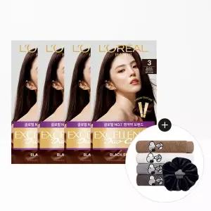 로레알파리 엑셀랑스 듀오크림 염모제 4개+스누피 타올 1장(랜덤)+스크런치(랜덤) -
