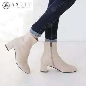 [애슬릿][애슬릿]여성 스퀘어 토 스판 삭스 앵클 숏 부츠 5cm