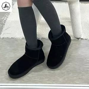 [애슬릿][애슬릿]겨울 털 부츠 소 가죽 여성 방한 숏 앵클 데일리