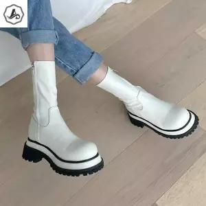 [애슬릿][애슬릿]스판 삭스 앵클 부츠 둥근코 키높이 통굽 워커